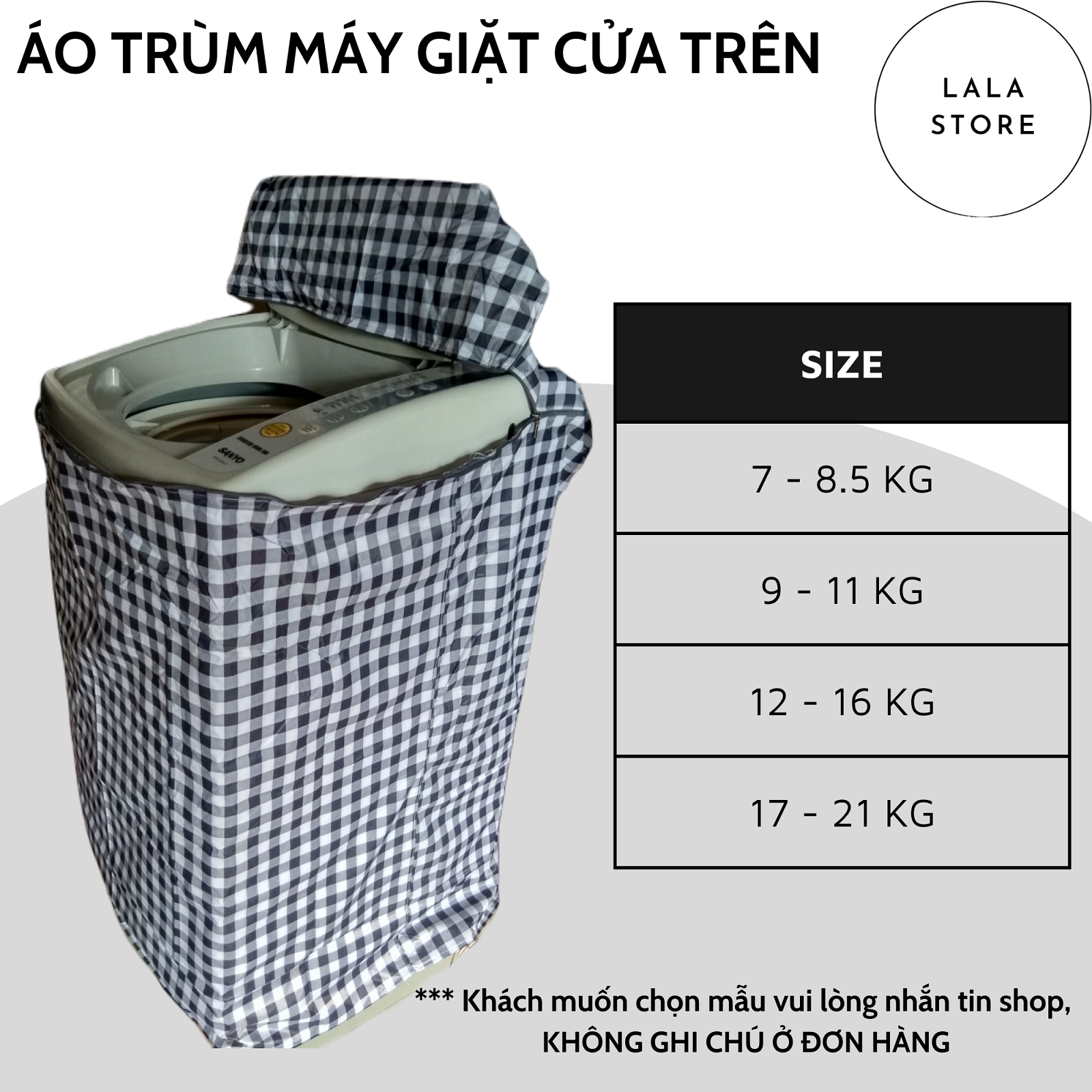 ÁO TRÙM MÁY GIẶT CỬA TRÊN BẰNG VẢI DÙ 11 - 15KG ĐƯỢC CHỌN MẪU