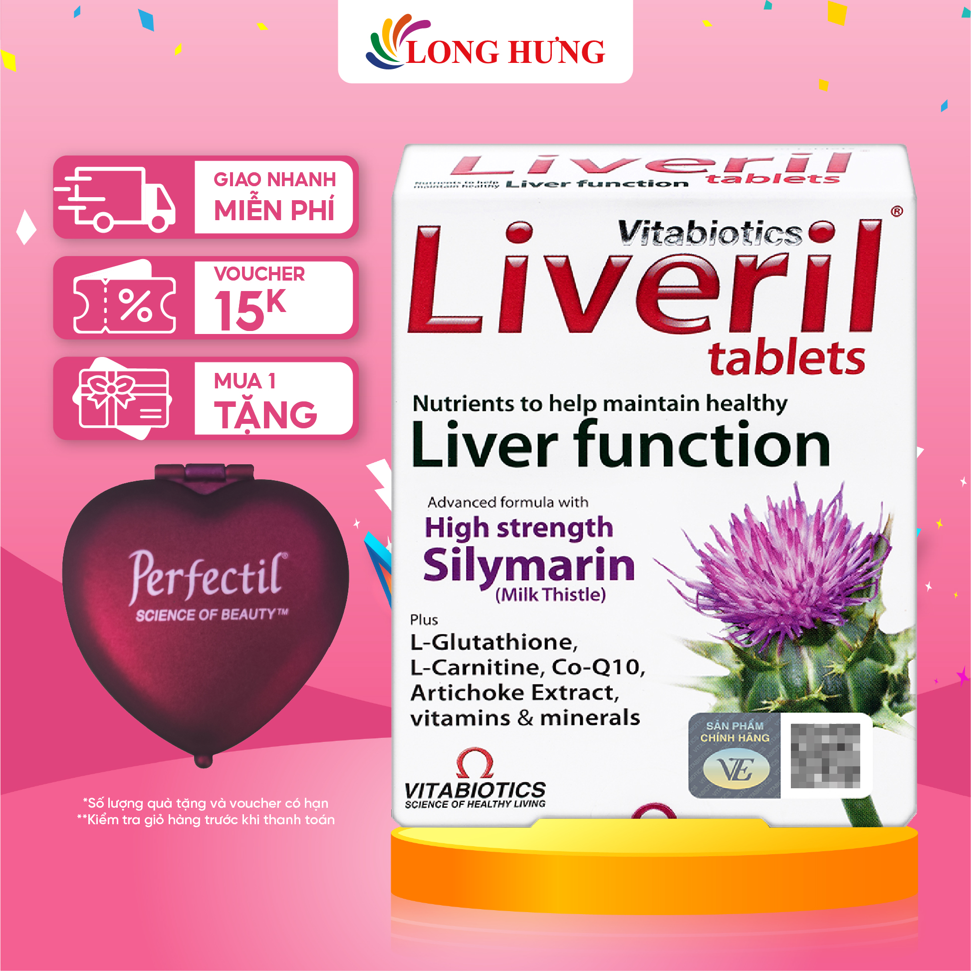 Viên uống Vitabiotics Liveril Tablets hỗ trợ thải độc gan (30 viên)