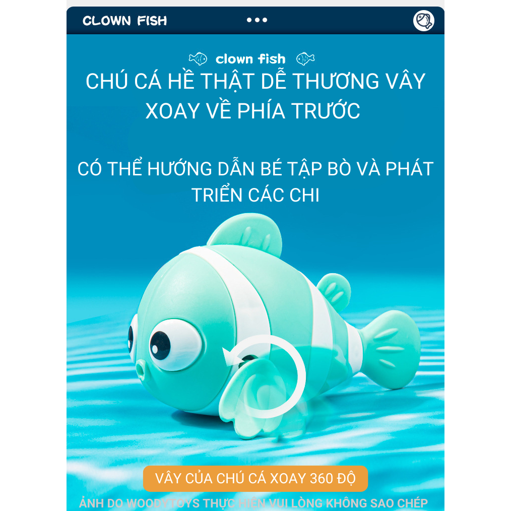 Đồ chơi nhà tắm Cá Hề vặn cót đáng yêu cho bé