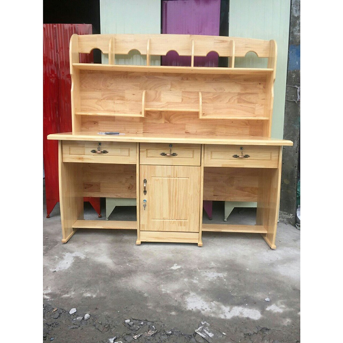 Bàn học bằng gỗ tự nhiên , bàn học sinh bằng gỗ 1M4