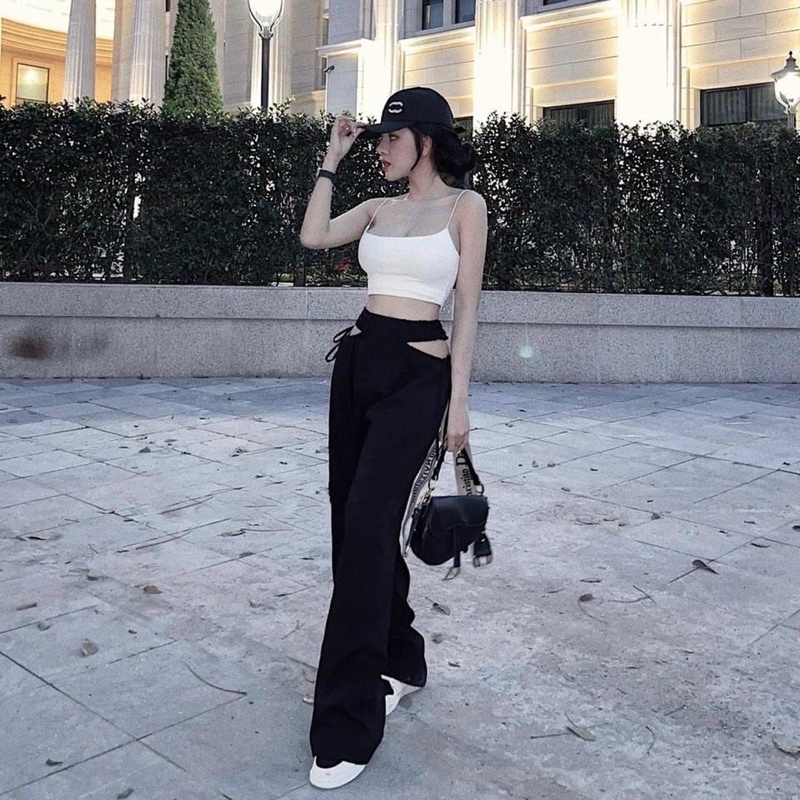 Set áo 2 dây và quần chéo eo rút dây siêu hot hit-