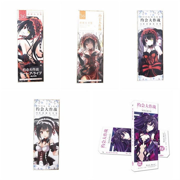 Hộp ảnh Bookmark Date A Live đánh dấu sách tiện lợi dụng cụ học tập 36 tấm anime chibi