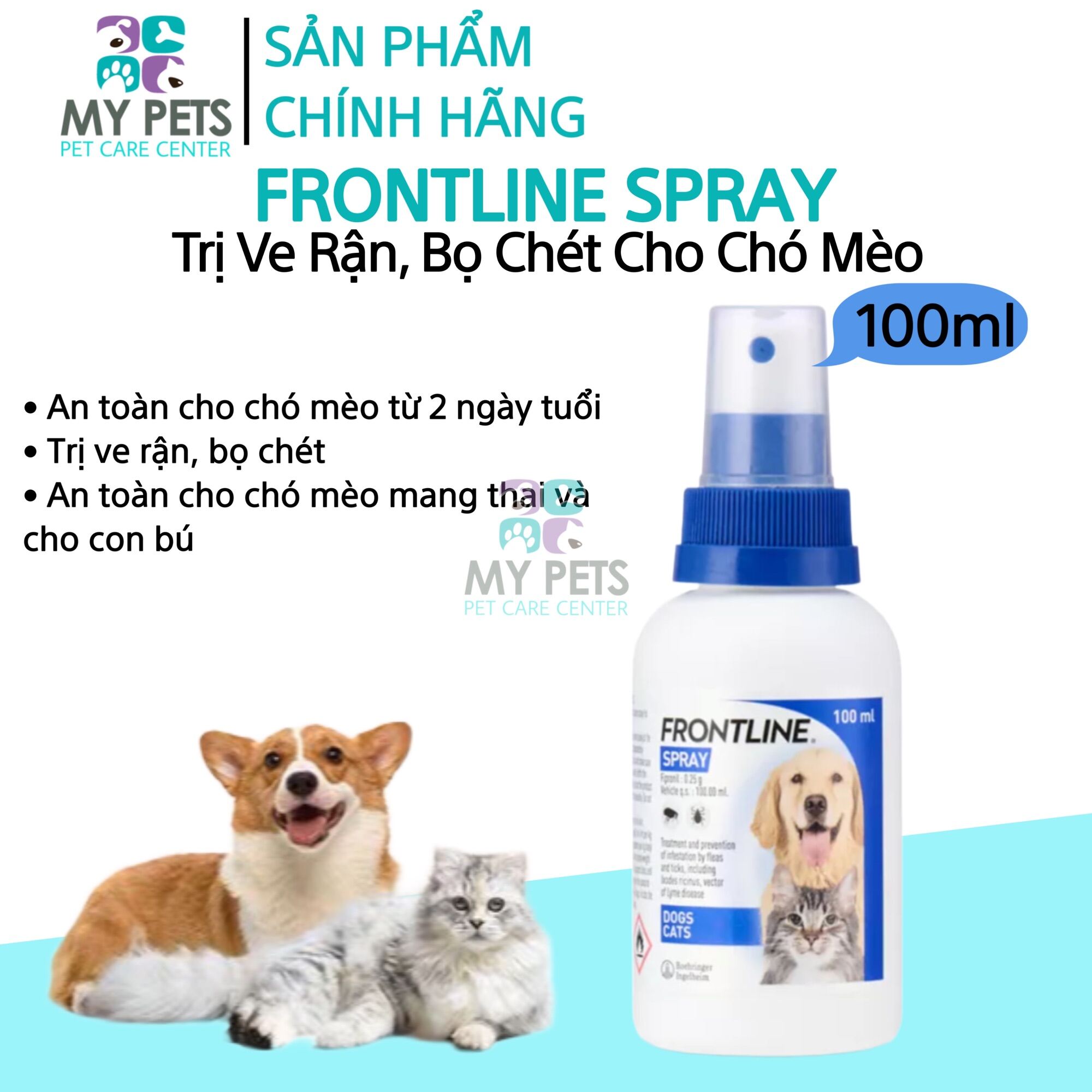 Frontline Spray xịt ve rận bọ chét cho chó mèo - Frontline Spray xịt 100ml