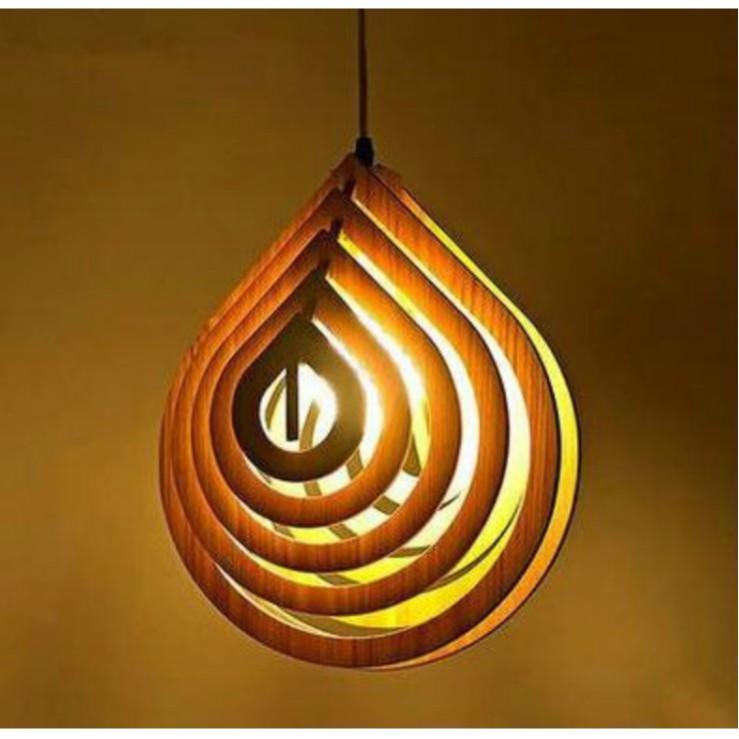 Đèn Gỗ Trang Trí Thả Trần Giọt Nước