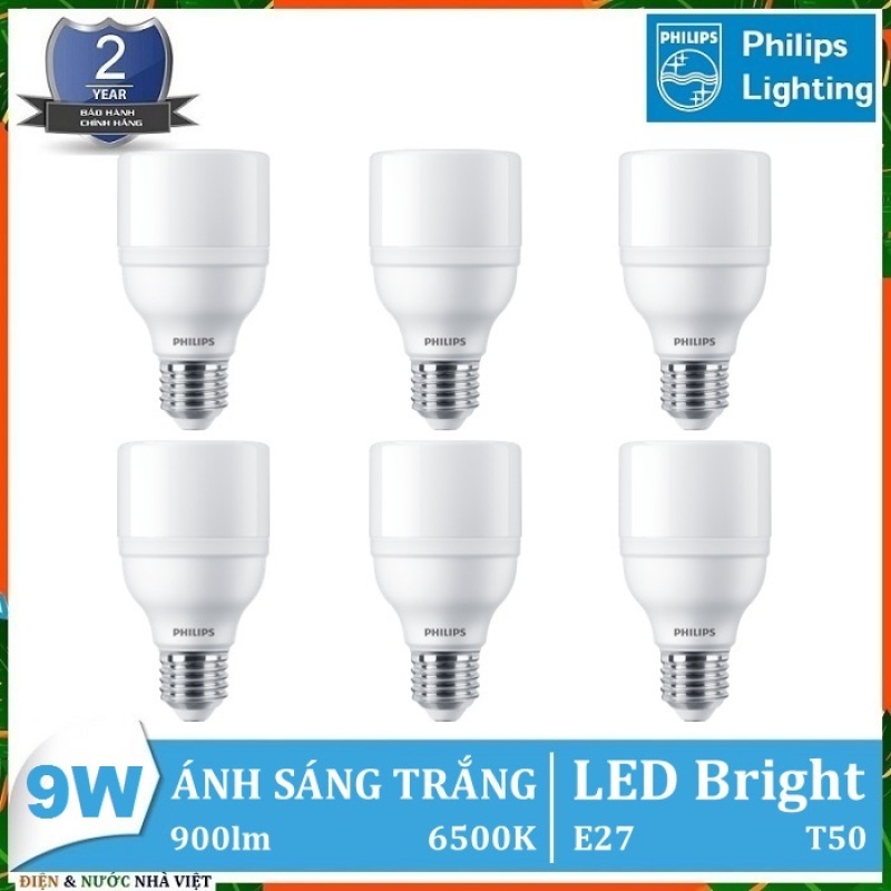 COMBO 6 - BỘ ĐÈN 9W LED BRIGHT MYCARE PHILIPS ( DÒNG LED CHO HIỆU SUẤT CHIẾU SÁNG CAO – TIẾT KIỆM ĐIỆN