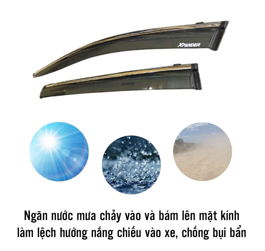 Bộ vè che mưa chỉ mạ crom cho xe MITSUBISHI XPANDER