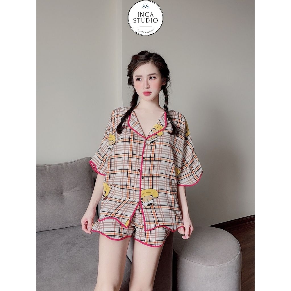 (Hàng loại 1) Đồ ngủ Pyjama lụa Mango cánh dơi INCA 06- Free size dưới 65kg, Lụa mango thoáng mát