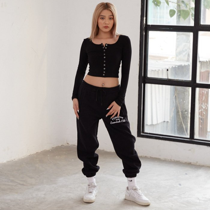 Quần jogger nữ thể thao RYACTIVE - OVERSIZE JOGGER Black