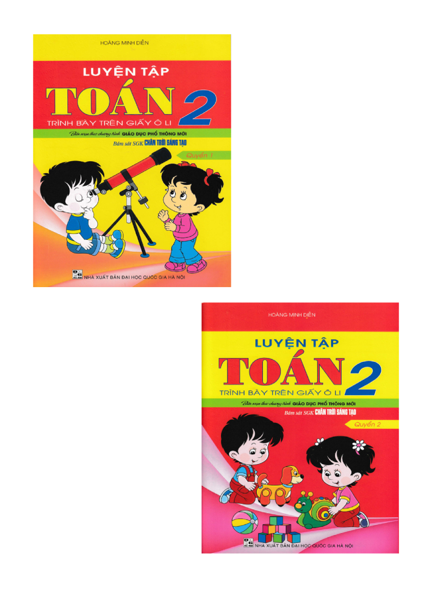 Combo Sách Luyện Tập Toán 2 (Quyển 1 + Quyển 2) - Trình Bày Trên Giấy Ô Li (Bám Sát SGK Chân Trời Sáng Tạo) (Bộ 2 Cuốn)