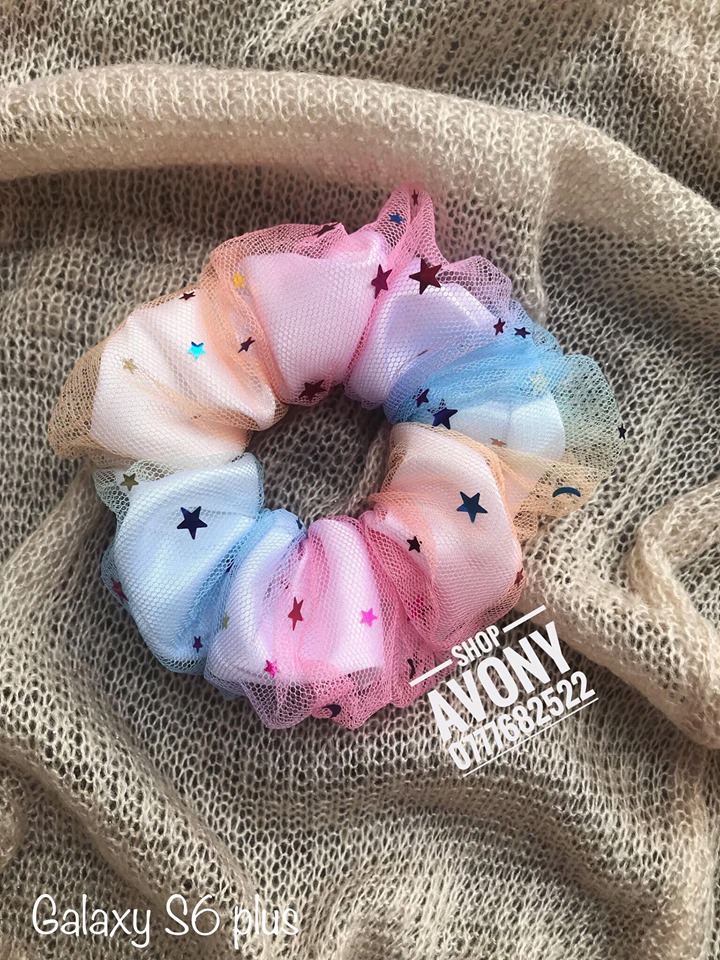 [HCM]Cột tóc vải scrunchies galaxy 2 lớp siêu phồng phiên bản 2