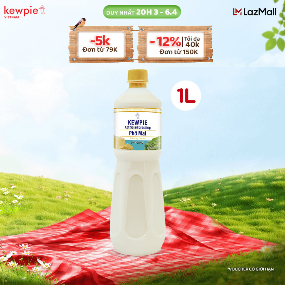 Xốt Salad Dressing Phô Mai Kewpie 1L
