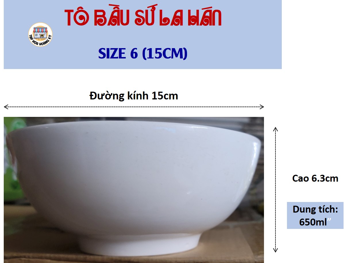 TÔ BẦU GỐM SỨ TRẮNG LA HÁN CAO CẤP -  ĐỦ SIZE (6,7,8)