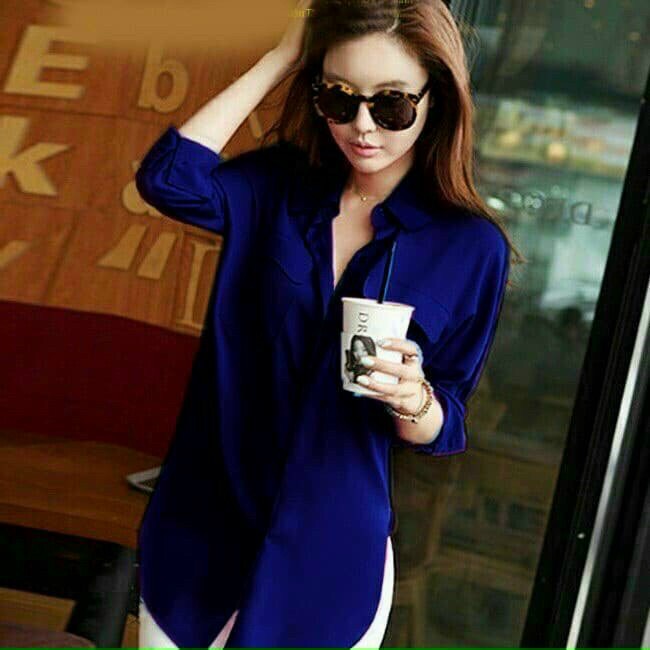 Áo sơ mi form dài xẻ tà 9 màu fullsize