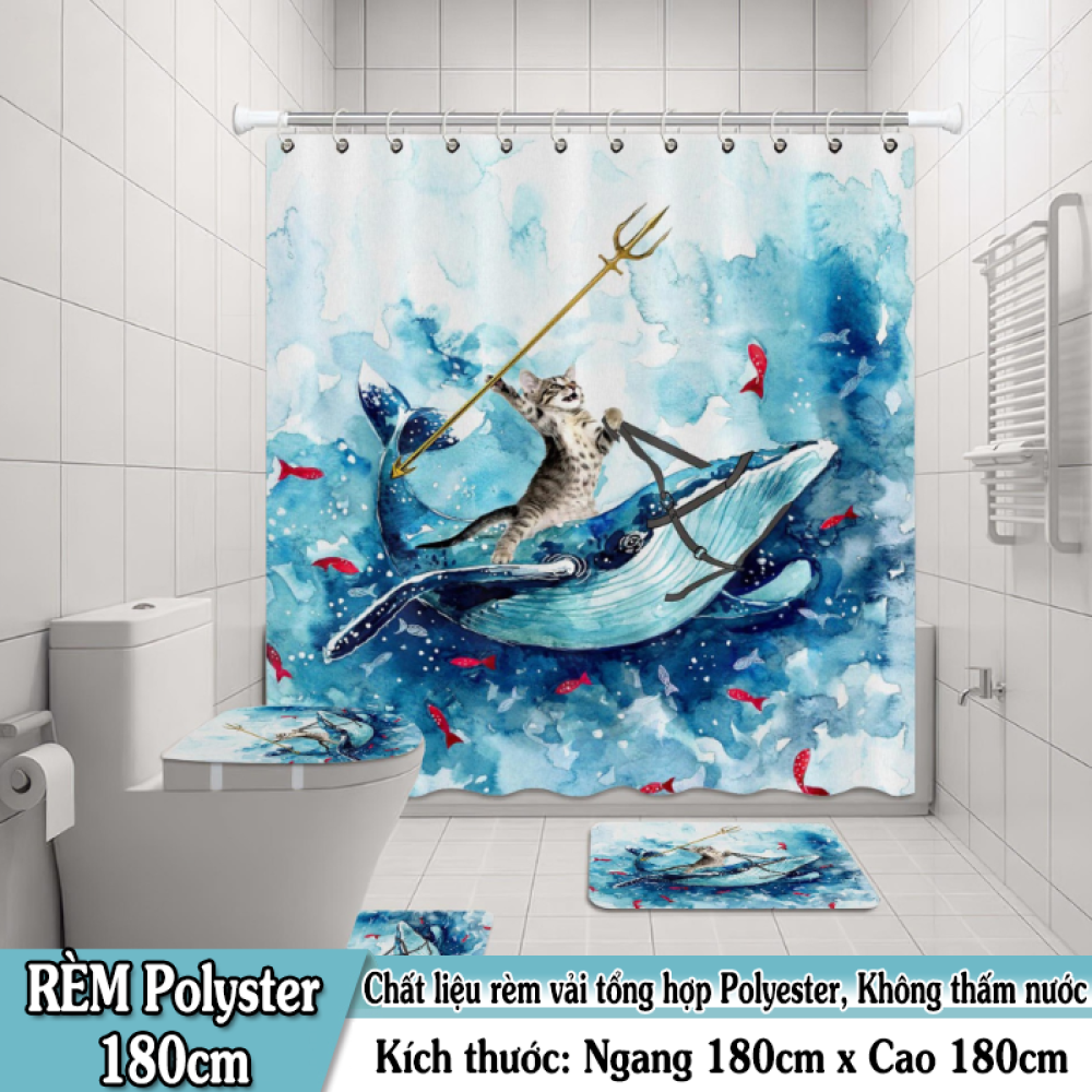 Rèm phòng tắm cao cấp chất liệu POLYESTER không thấm nước- Mẫu Getnaked
