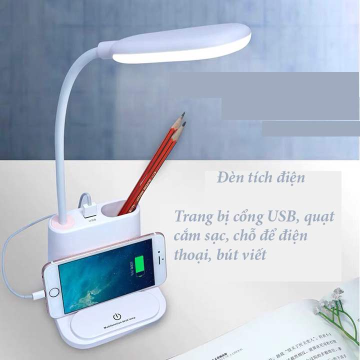 [KHUYẾN MÃI] Đèn học để bàn chống cận, kèm quạt cao cấp