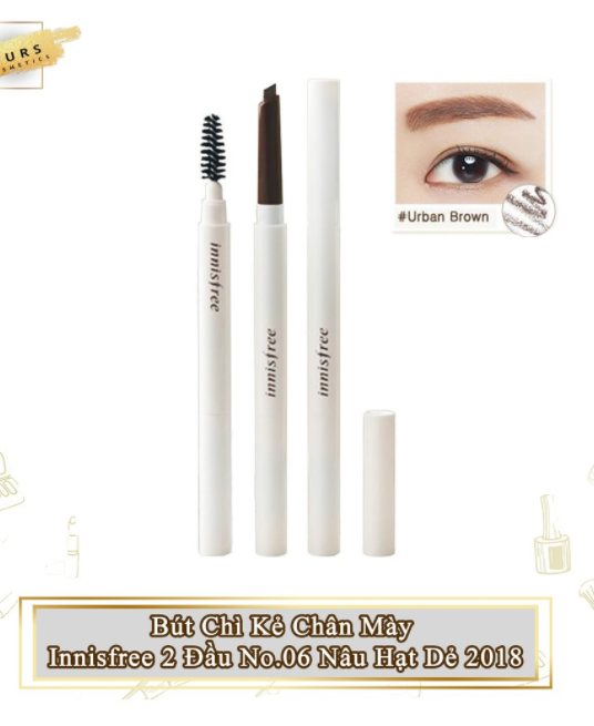 Chì Kẻ Mày 2 Đầu Innisfree Auto Eyebrow Pencil Màu Nâu Ngã Vàng