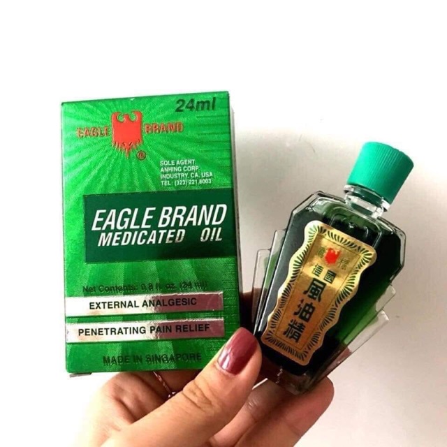 Dầu Gió Xanh Singapore Con Ó Eagle Brand 3ml, 24ml