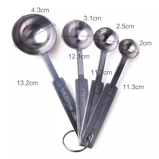 Bộ thìa đong inox 5 chiếc (Đơn vị tsp, ml)