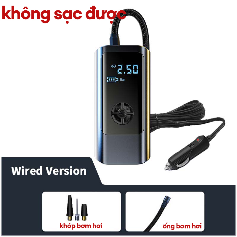 Máy Bơm Hơi Cầm Tay 12V Bơm Lốp Xe Máy Nén Khí Ô Tô Máy Bơm Hơi Sạc Lại Được 4000mAh Máy Bơm Hơi Lốp Không Dây