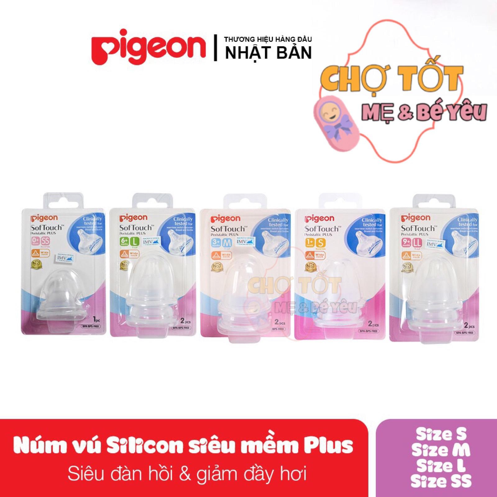 [HCM]Núm Ty Pigeon Cổ Rộng Size LL ( Vỉ 2 Núm ) Softouch
