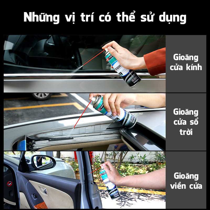 Chai xịt vệ sinh bảo dưỡng gioăng cao su bôi trơn các chi tiết trên ô tô Electric Vehicle Window Lubricant Haoshun H-1502 dung tích 268ml