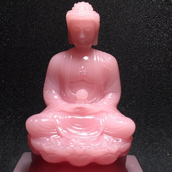 Tượng Phật A Di Đà màu hồng đá poly tuyệt đẹp