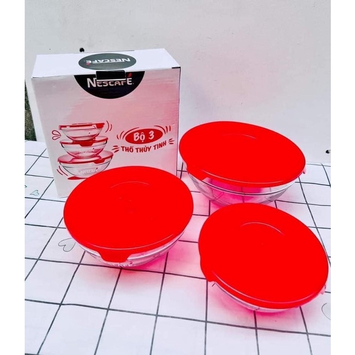 Thố thủy tinh cao cấp có nắp đậy Nescafe
