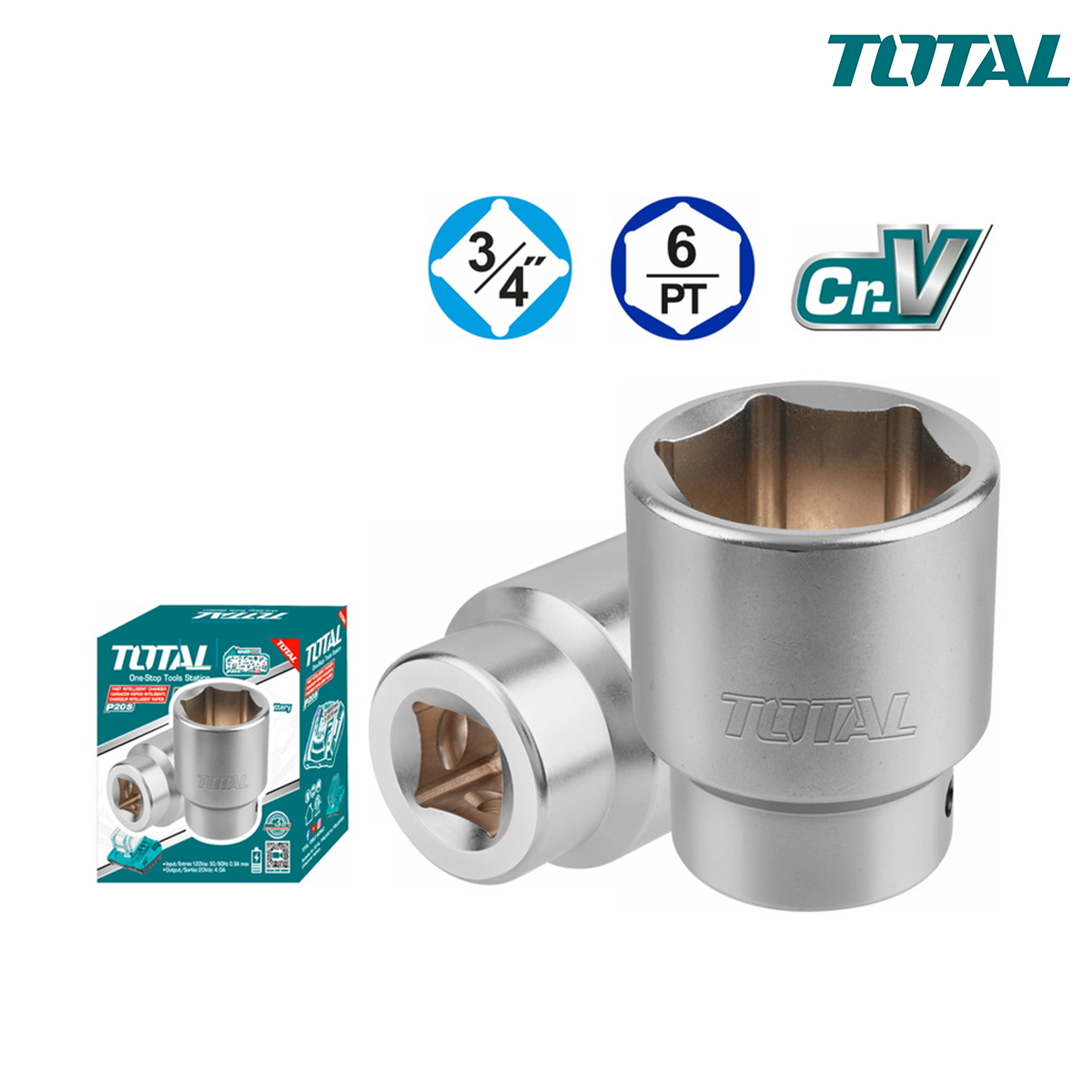 Đầu tuýp lục giác 3/4 inch size 32mm TOTAL
