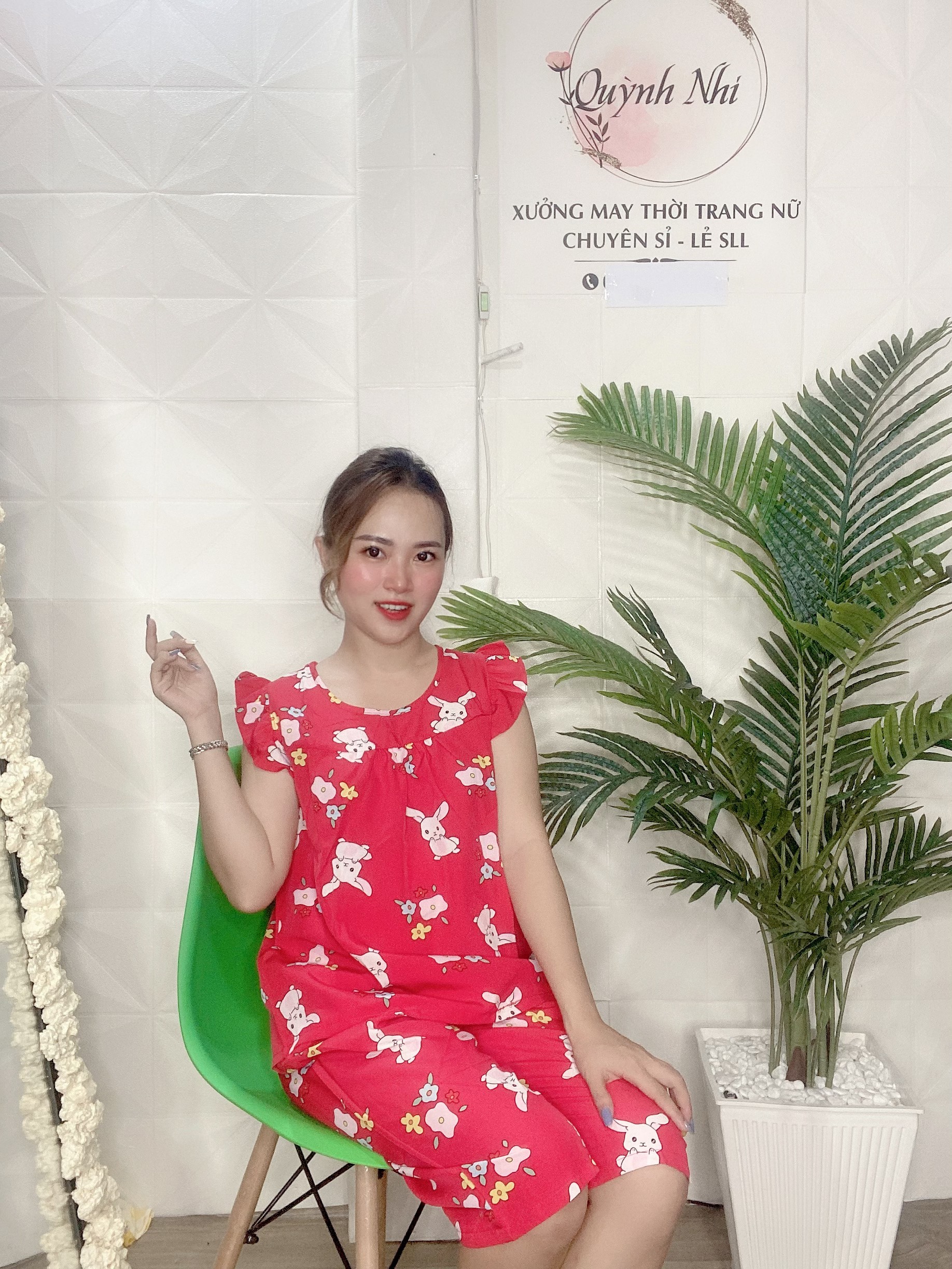 ĐỒ BỘ LỤA MẶC NHÀ HỌA TIẾT THỎ DỄ THƯƠNG - LUA41
