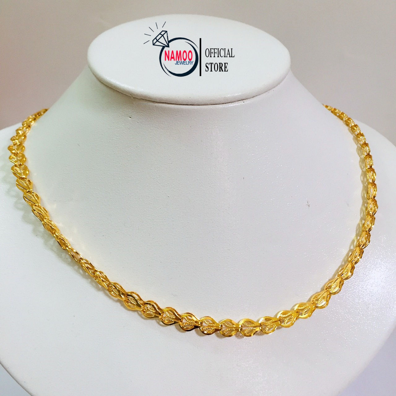 Dây chuyền nữ mạ vàng v586, mặt dây chuyền bản lớn đá xanh, đỏ namoo jewelry