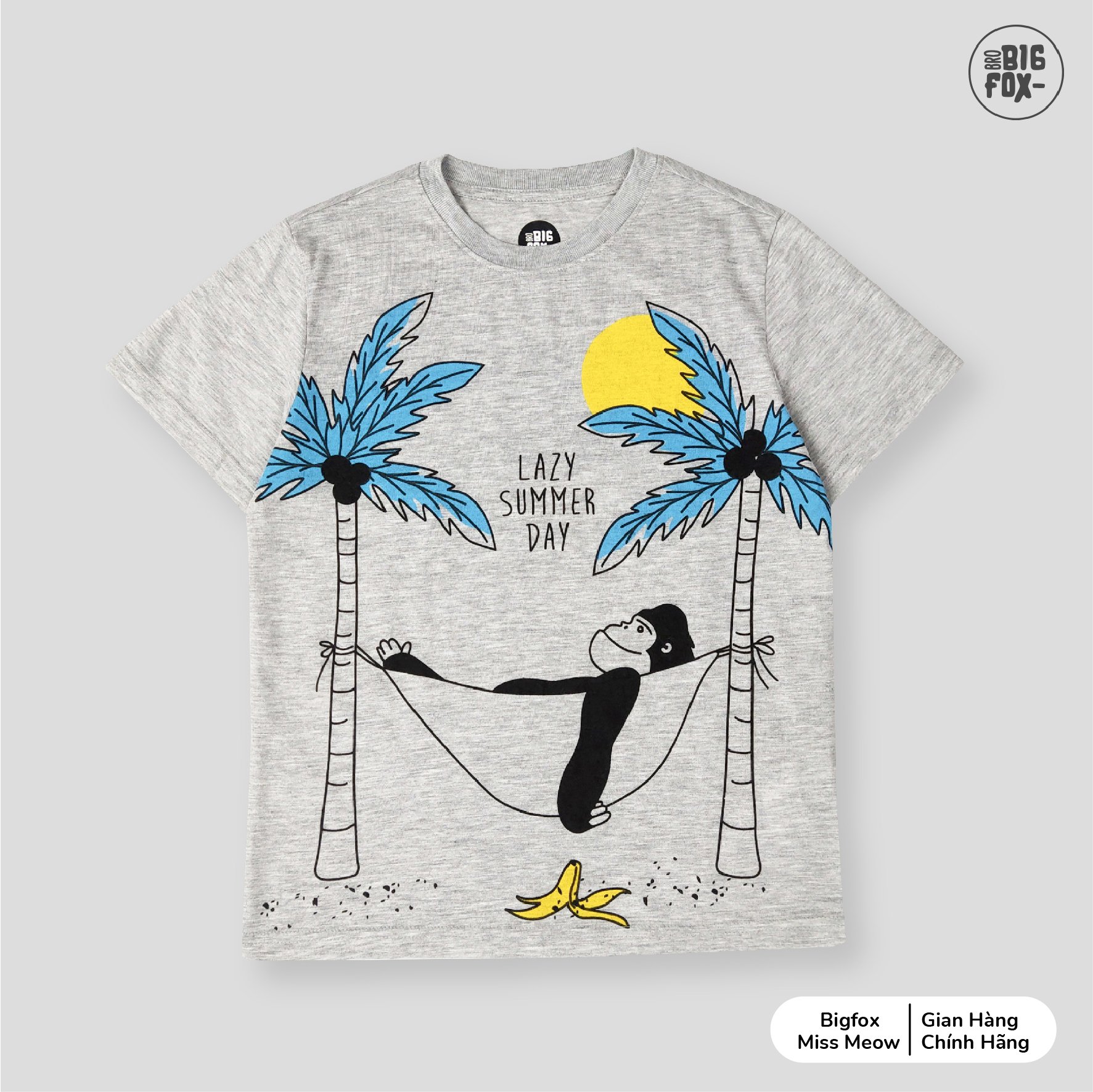 Áo thun cho bé trai bigfox - miss meow size đại, áo thun cotton cộc tay cho bé in con khỉ cỡ trẻ em 3,4,5,6,7,8,9,10,11 tuổi