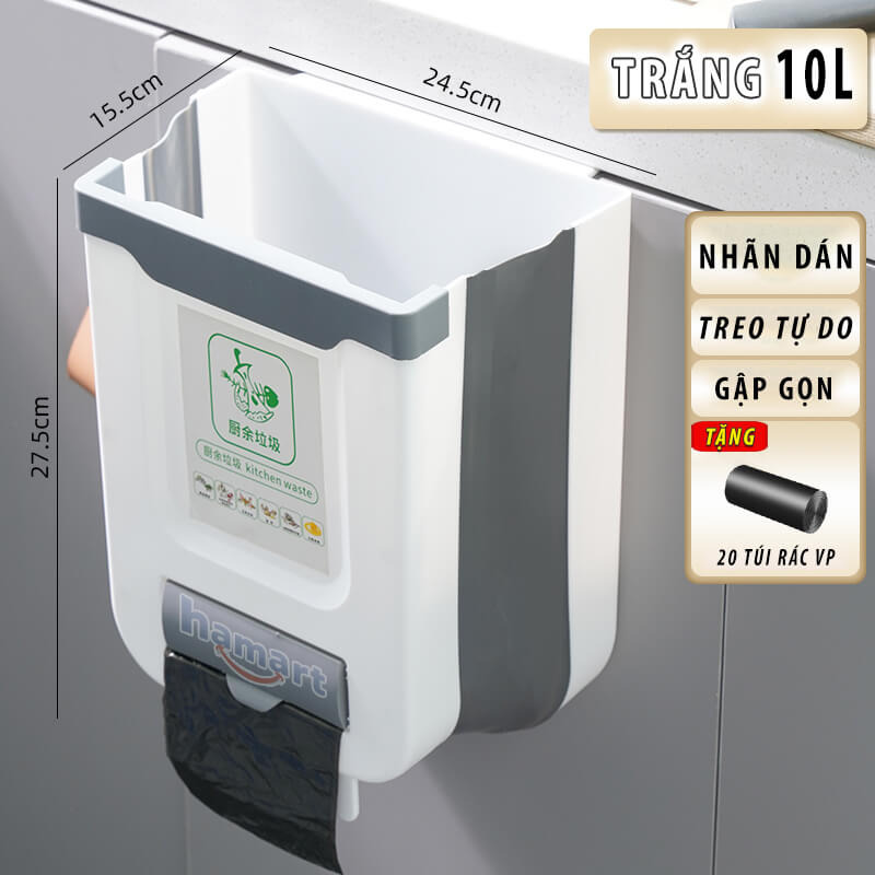 Kitchen Wall-mounted Folding Trash Can Household Cabinet Hanging Storage Trash Basket Creative Classification Hanging Trash Can