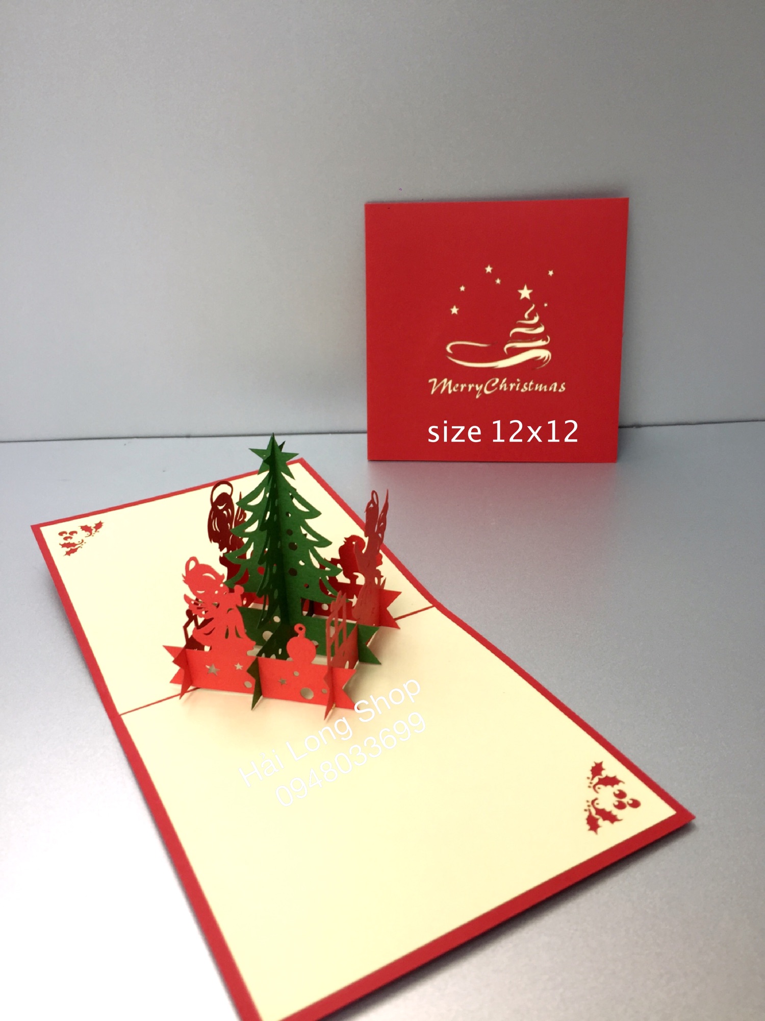 Cây thông 22 (3 thiên thần ) - Noel - Thiệp 3D