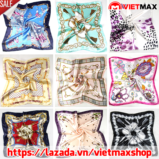 Khăn Lụa Satin Vuông Quàng Cổ Kiêm Buộc Tóc Thanh Lịch (Bandana Cổ Điển 50x50 cm)