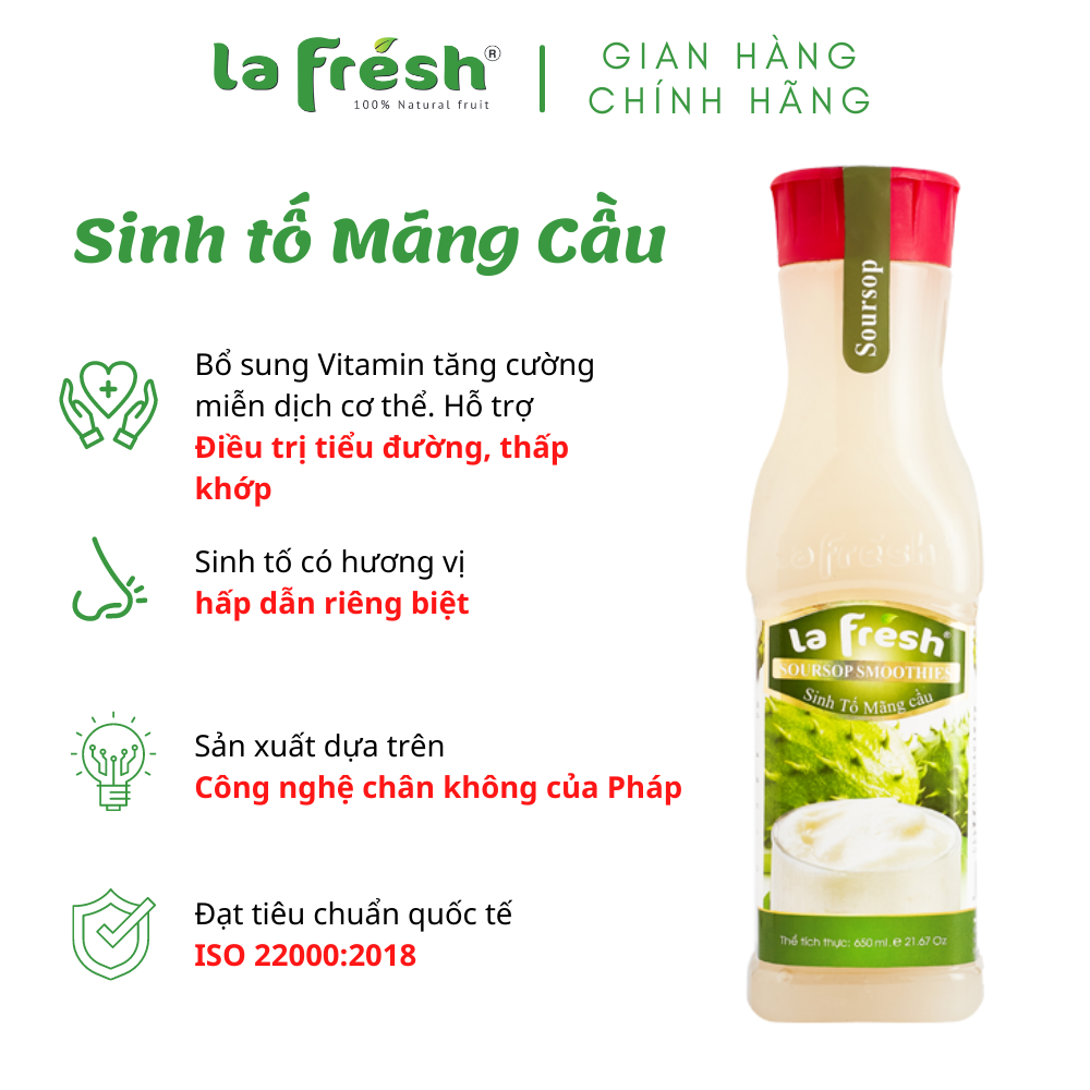 [HCM]Sinh Tố Mãng Cầu Lafresh Đà Lạt 650ml