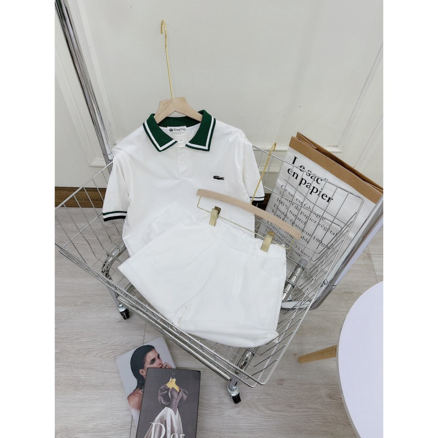 Áo polo cổ bẻ cá sấu màu xanh