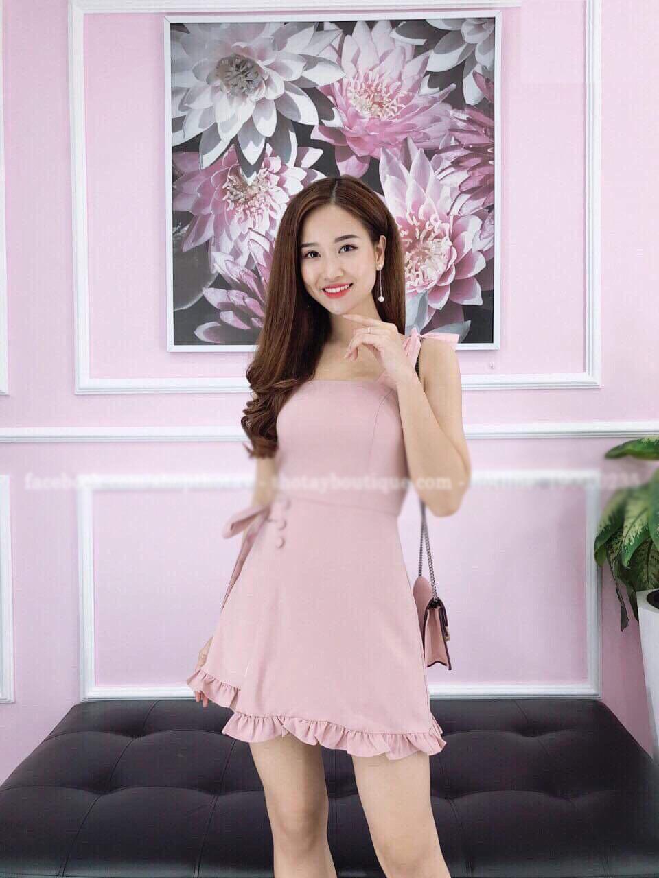 [HCM]Đầm nữ xòe thắt nơ hông không tay hai dây cup ngực thời trang công sở phù hợp đi làm đi chơi D25