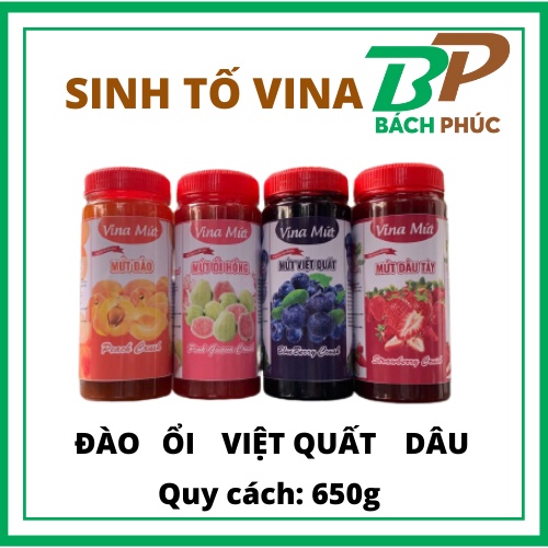 Mứt sinh tố mứt đào mứt ổi hồng mứt dâu mứt việt quất - vina mứt 650g - kho pha chế đà nẵng