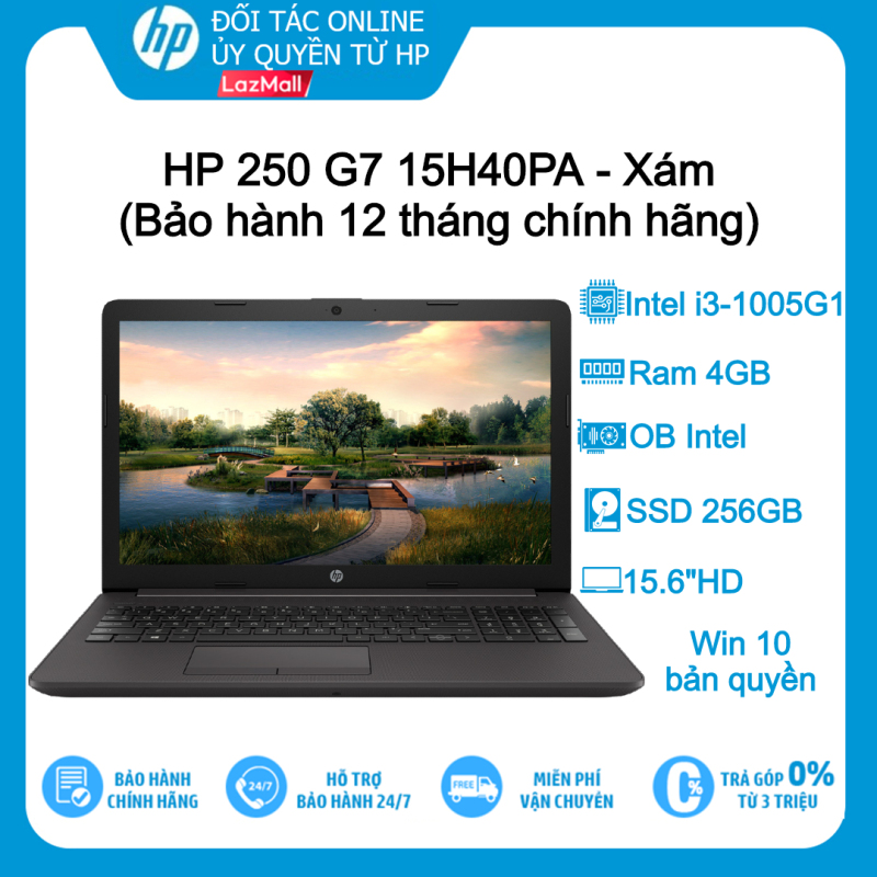 Laptop HP 250 G7 15H40PA Xám i3-1005G1| 4G| 256GB| 15.6HD| WIN 10 - Hàng chính hãng new 100%