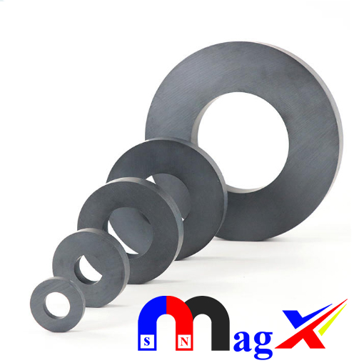 Nam Châm Ferrite Ø 60x10 Lỗ 24 - Nam Châm Đen Y30