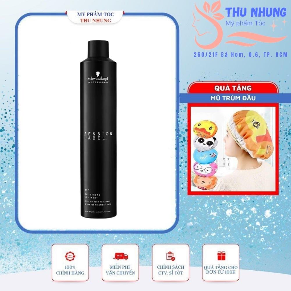 (+TẶNG MŨ TRÙM) Keo xịt kiểu tóc siêu cứng Schwarzkopf OSIS+ Session Label Super Dry Fix Strong Hold Hairspray màu đen 500ml