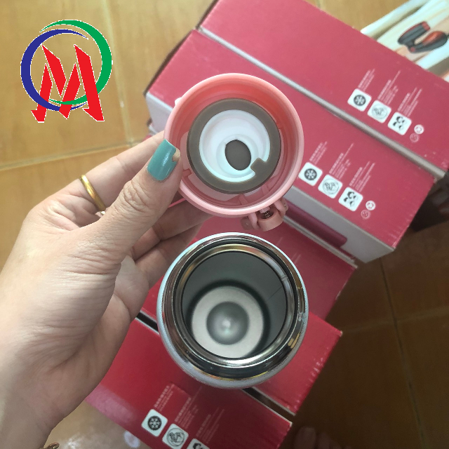 [HCM]Bình nước giữ nhiệt hoạt hình nút bấm 500ml