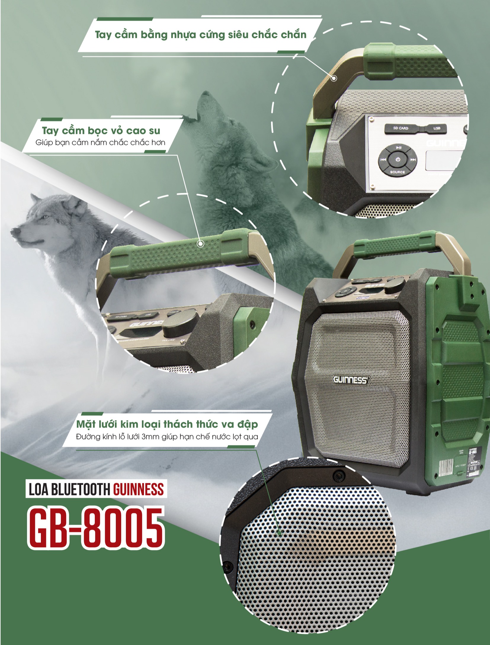 [HCM]Loa karaoke bluetooth di động GUINNESS GB 8005