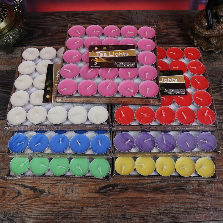 Hộp 50 Viên Sáp Nến Tea Lights Nhiều Màu