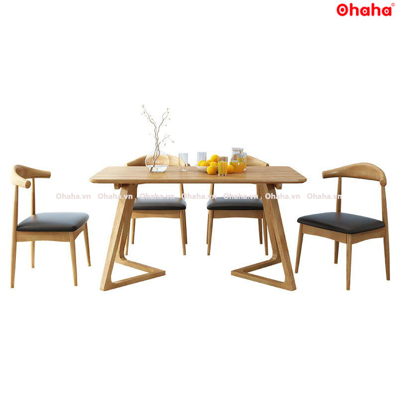 [ Freeship HCM ] Bộ Bàn Ăn Chân Z 4 Ghế( tự nhiên) BBA091 OHAHA