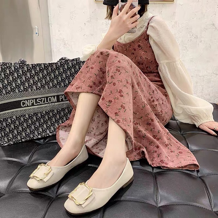 giày búp bê / giày bệt nữ / giày nữ mũi vuông da mềm dễ đi