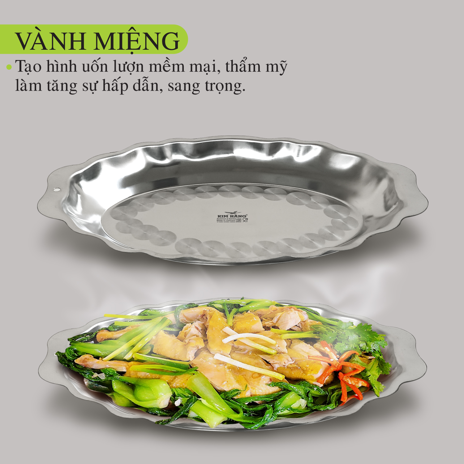 [CHÍNH HÃNG] Dĩa hấp Inox hoa văn 3522 Kim Hằng KHG8062