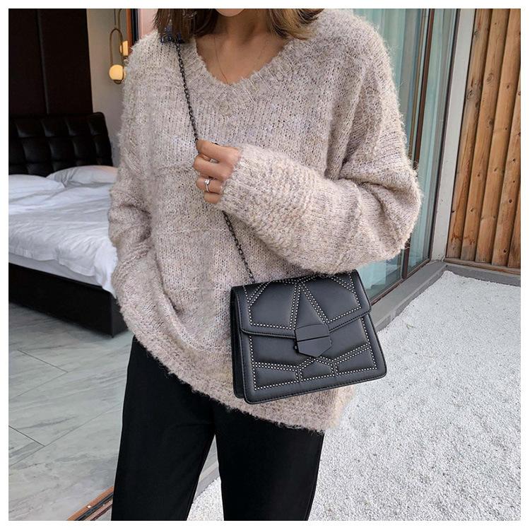 Luxurious Leather Handbag with Stones in Korean Style