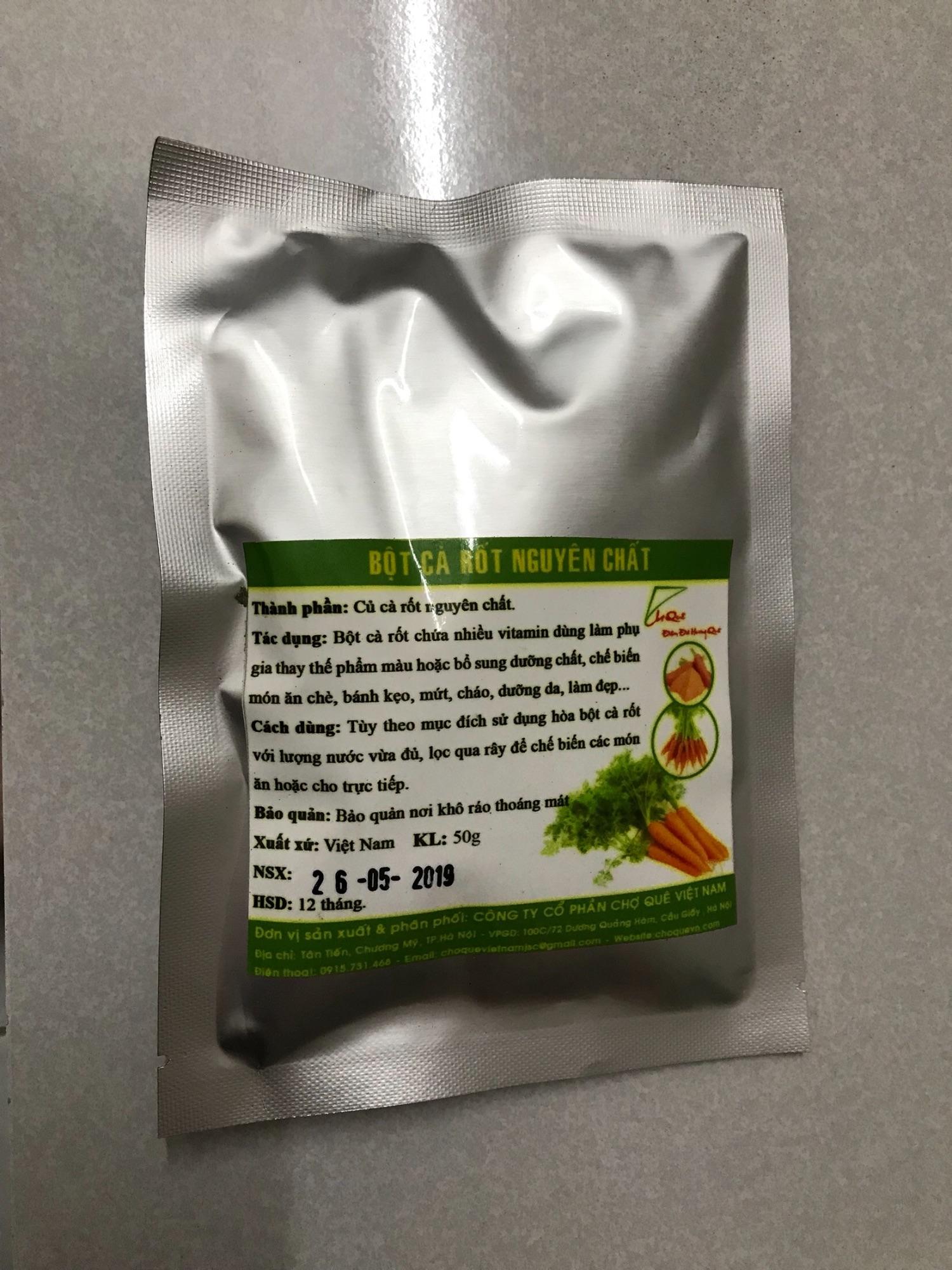 Bột cà rốt tạo màu cam Chợ Quê 50 gam