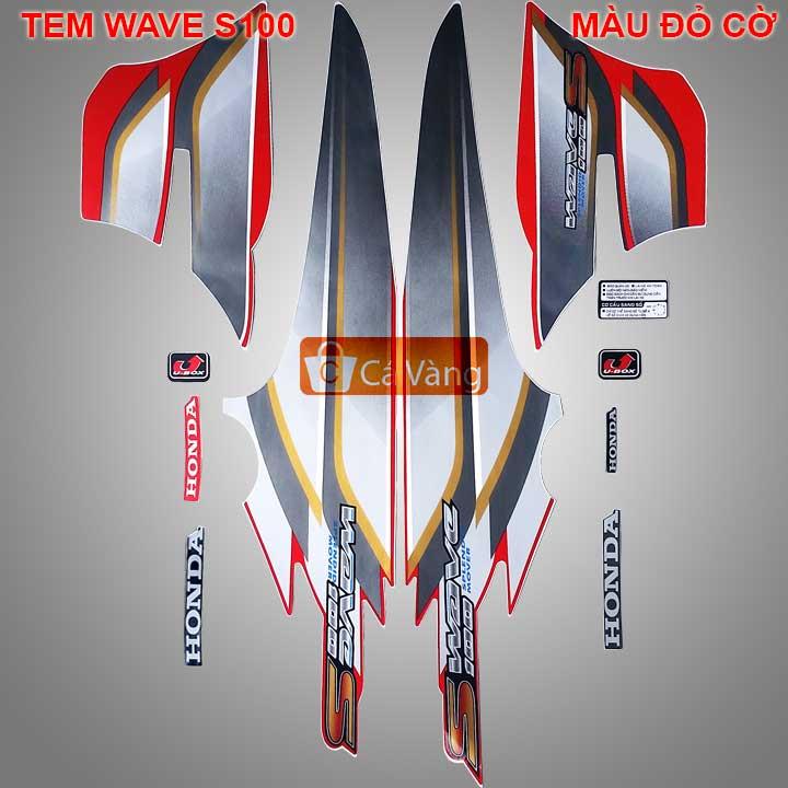 [HCM]Tem xe máy Wave S100  - MÀU ĐỞ CỜ chất lượng